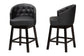 Theron Mid-Century Transitional Black Faux Leather and Espresso Brown Finished Wood 2-Piece Swivel Counter Stool Set FredCo