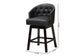 Theron Mid-Century Transitional Black Faux Leather and Espresso Brown Finished Wood 2-Piece Swivel Counter Stool Set FredCo