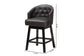 Theron Mid-Century Transitional Dark Brown Faux Leather and Espresso Brown Finished Wood 2-Piece Swivel Counter Stool Set FredCo