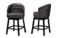Theron Mid-Century Transitional Dark Brown Faux Leather and Espresso Brown Finished Wood 2-Piece Swivel Counter Stool Set FredCo