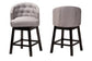 Theron Mid-Century Transitional Grey Fabric and Espresso Brown Finished Wood 2-Piece Swivel Counter Stool Set FredCo