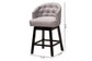 Theron Mid-Century Transitional Grey Fabric and Espresso Brown Finished Wood 2-Piece Swivel Counter Stool Set FredCo