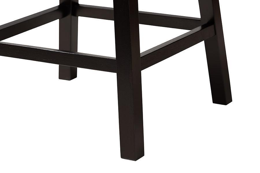 Theron Mid-Century Transitional Grey Fabric and Espresso Brown Finished Wood 2-Piece Swivel Counter Stool Set FredCo