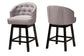 Theron Mid-Century Transitional Grey Fabric and Espresso Brown Finished Wood 2-Piece Swivel Counter Stool Set FredCo