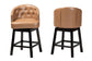 Theron Mid-Century Transitional Tan Faux Leather and Espresso Brown Finished Wood 2-Piece Swivel Counter Stool Set FredCo