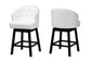 Theron Mid-Century Transitional White Faux Leather and Espresso Brown Finished Wood 2-Piece Swivel Counter Stool Set FredCo