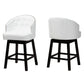 Theron Mid-Century Transitional White Faux Leather and Espresso Brown Finished Wood 2-Piece Swivel Counter Stool Set FredCo
