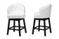 Theron Mid-Century Transitional White Faux Leather and Espresso Brown Finished Wood 2-Piece Swivel Counter Stool Set FredCo