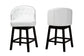 Theron Mid-Century Transitional White Faux Leather and Espresso Brown Finished Wood 2-Piece Swivel Counter Stool Set FredCo