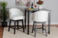 Theron Mid-Century Transitional White Faux Leather and Espresso Brown Finished Wood 2-Piece Swivel Counter Stool Set FredCo