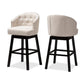 Theron Transitional Light Beige Fabric Upholstered Wood Swivel Bar Stool Set of 2 FredCo