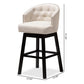 Theron Transitional Light Beige Fabric Upholstered Wood Swivel Bar Stool Set of 2 FredCo