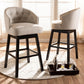 Theron Transitional Light Beige Fabric Upholstered Wood Swivel Bar Stool Set of 2 FredCo