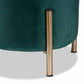 Thurman Contemporary Glam and Luxe Green Velvet Fabric Upholstered and Gold Finished Metal Ottoman FredCo