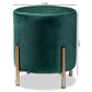 Thurman Contemporary Glam and Luxe Green Velvet Fabric Upholstered and Gold Finished Metal Ottoman FredCo