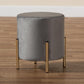 Thurman Contemporary Glam and Luxe Grey Velvet Fabric Upholstered and Gold Finished Metal Ottoman FredCo