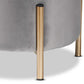 Thurman Contemporary Glam and Luxe Grey Velvet Fabric Upholstered and Gold Finished Metal Ottoman FredCo