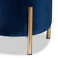 Thurman Contemporary Glam and Luxe Navy Blue Velvet Fabric Upholstered and Gold Finished Metal Ottoman FredCo