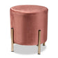Thurman Contemporary Glam and Luxe Pink Velvet Fabric Upholstered and Gold Finished Metal Ottoman FredCo