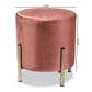 Thurman Contemporary Glam and Luxe Pink Velvet Fabric Upholstered and Gold Finished Metal Ottoman FredCo