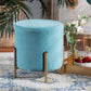 Thurman Contemporary Glam and Luxe Sky Blue Velvet Fabric Upholstered and Gold Finished Metal Ottoman FredCo