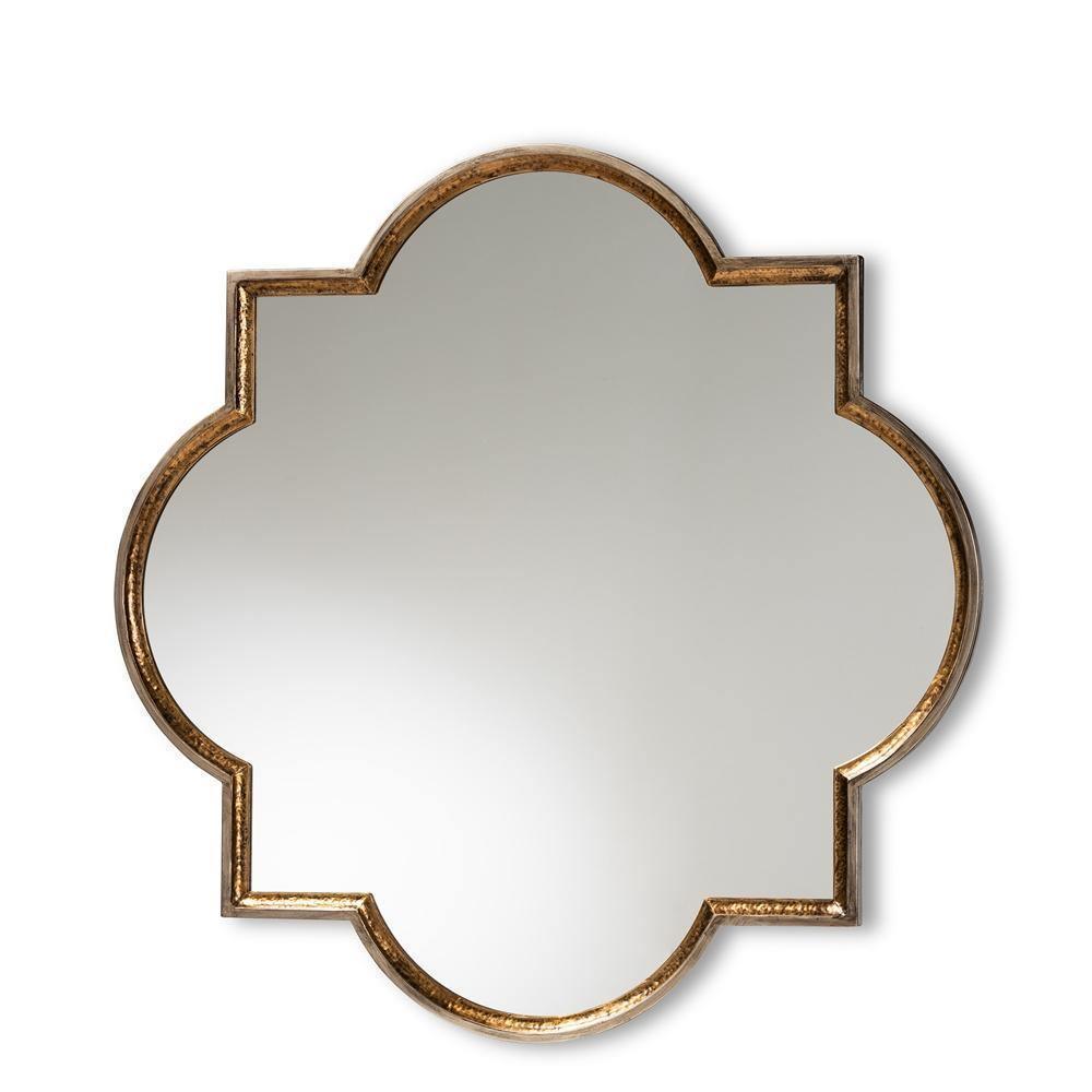 Tiana Vintage Antique Bronze and Gold Finished Metal Quatrefoil Accent Wall Mirror FredCo