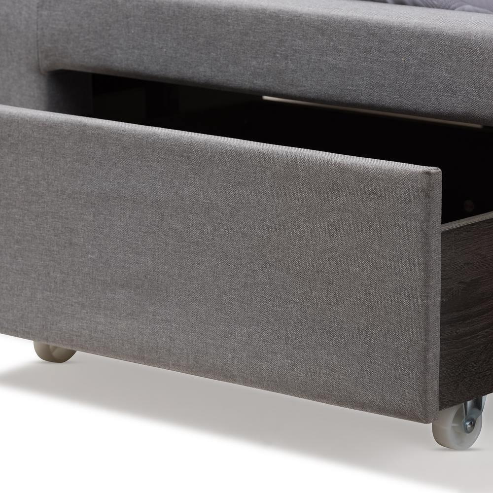 Tibault Modern and Contemporary Grey Fabric Upholstered Queen Size Storage Bed FredCo
