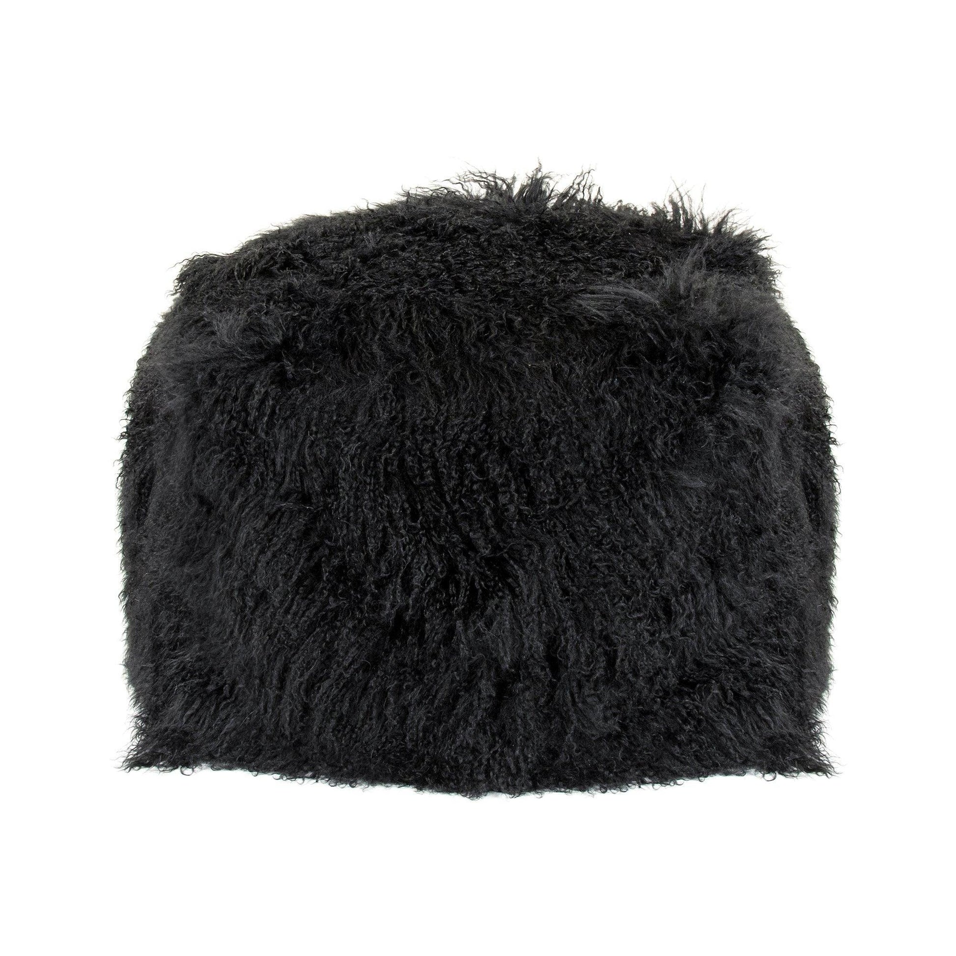 Tibetan Black Lamb Fur Pillow ZTLFC-black FredCo