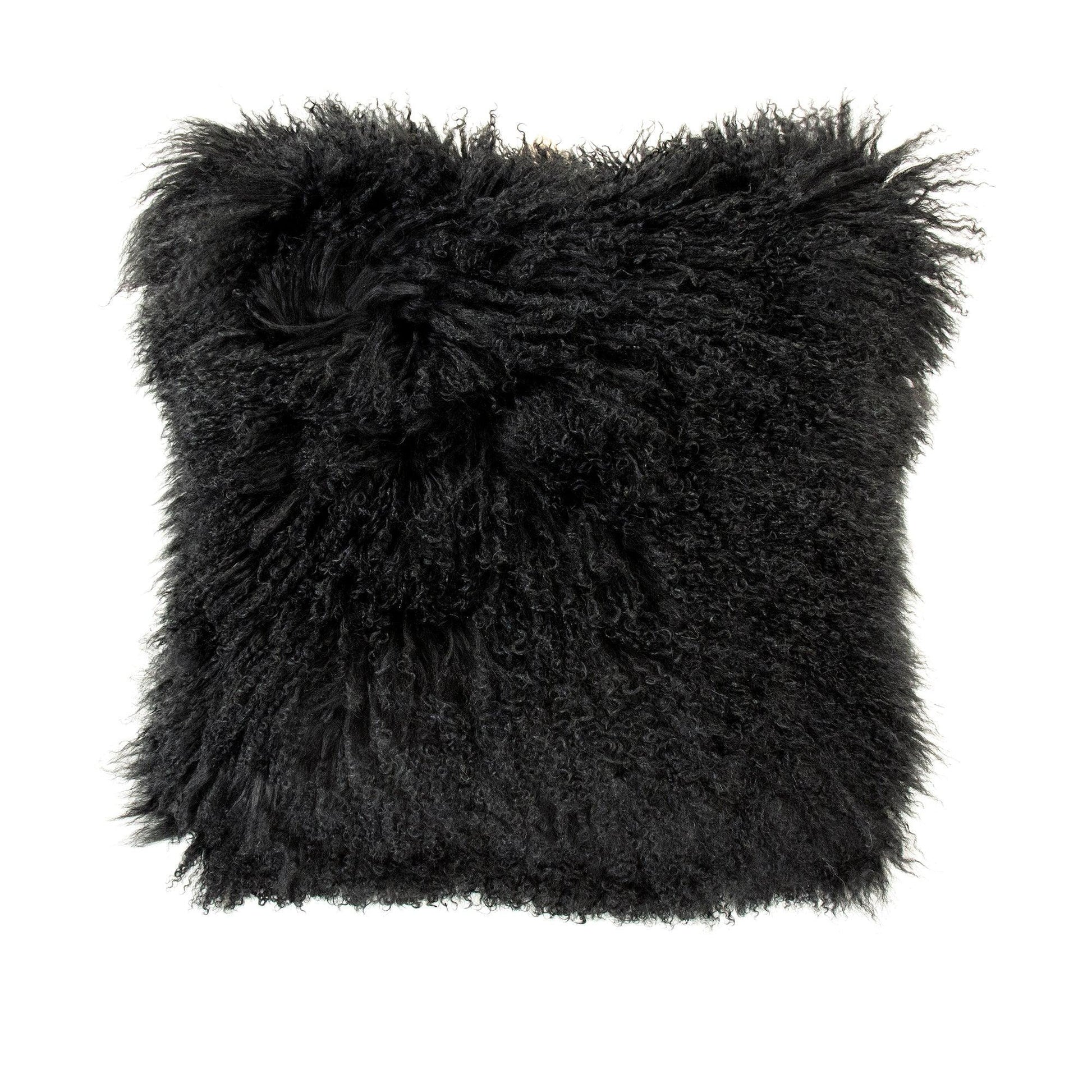 Tibetan Black Lamb Fur Pouf ZTLFP-black FredCo