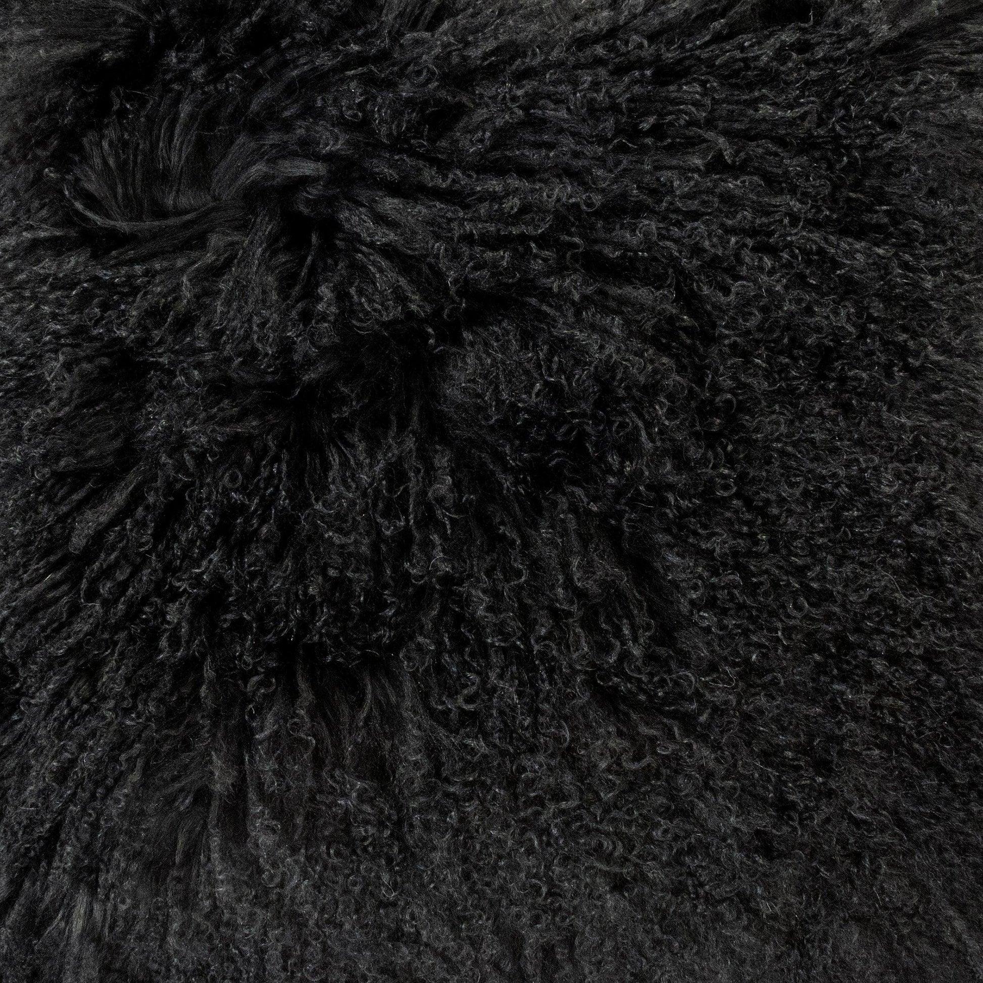 Tibetan Black Lamb Fur Pouf ZTLFP-black FredCo