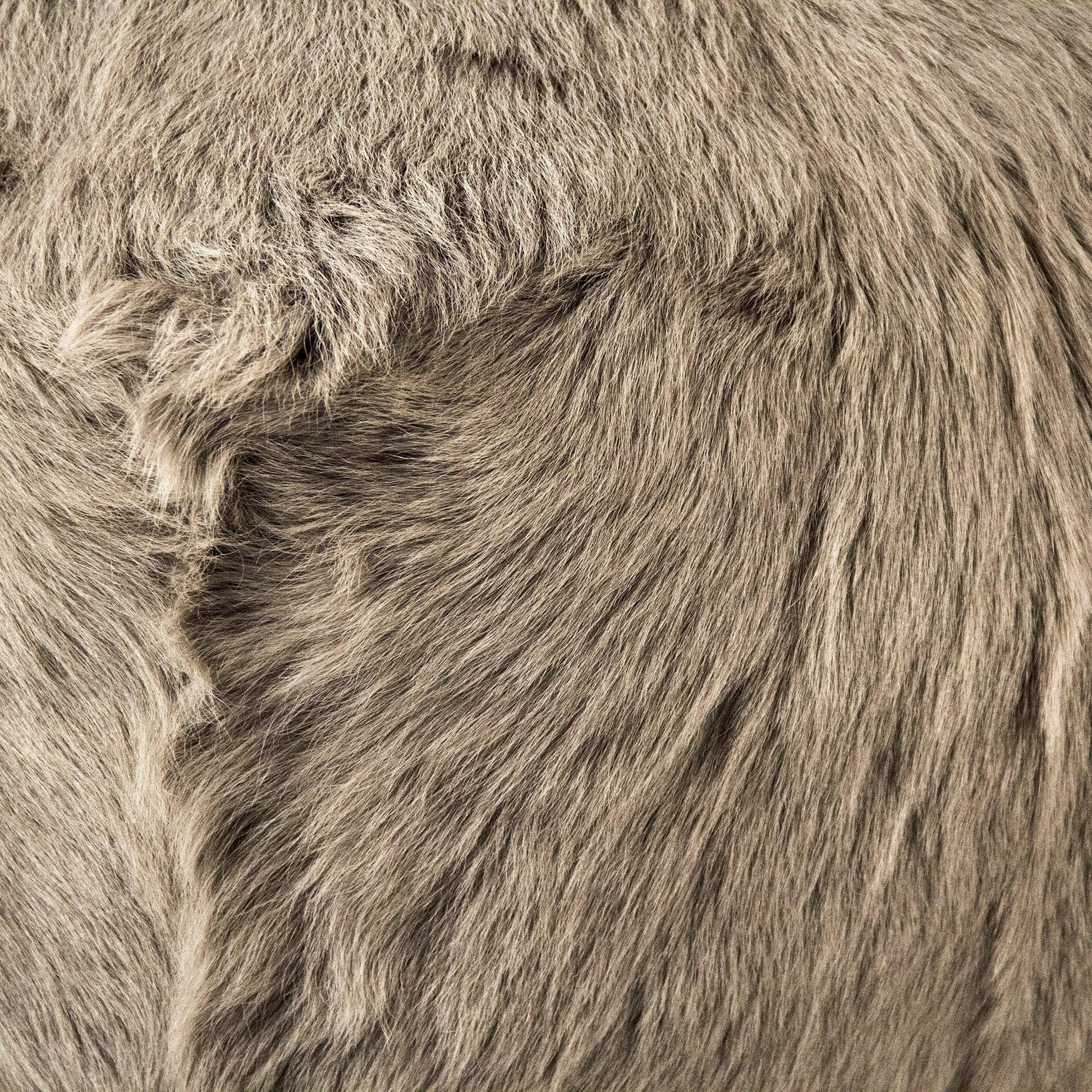 Tibetan Goat Fur Ottoman ZTGP-light grey FredCo