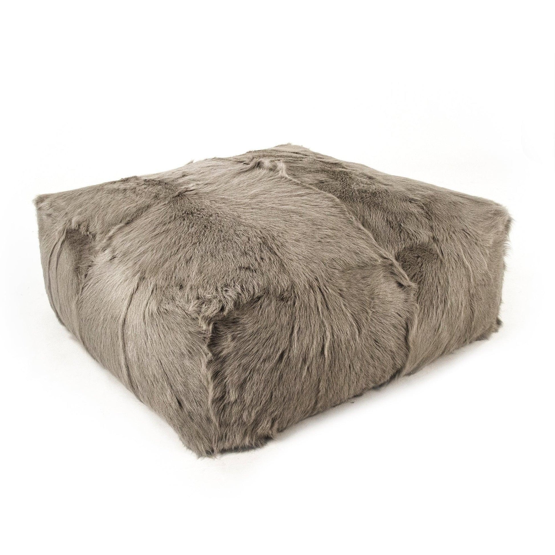 Tibetan Goat Fur Ottoman ZTGP-light grey FredCo