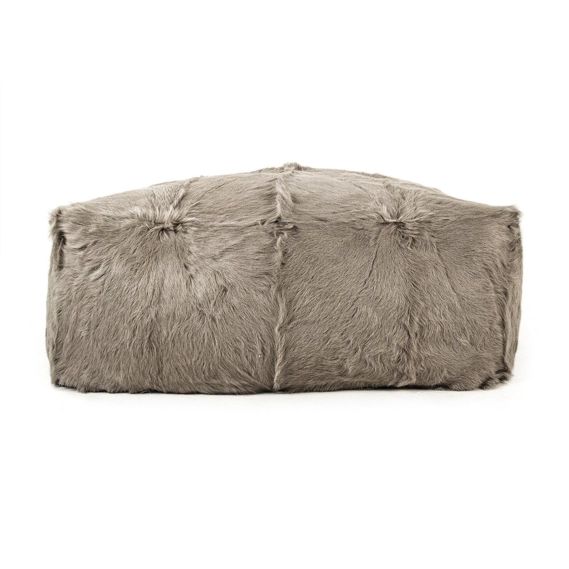 Tibetan Goat Fur Ottoman ZTGP-light grey FredCo