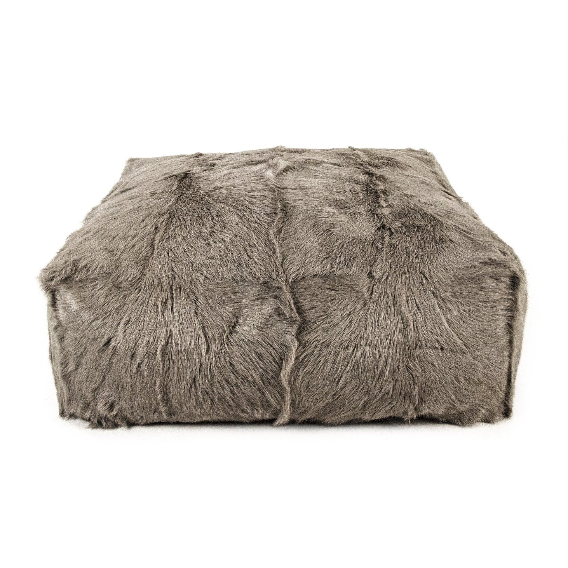 Tibetan Goat Fur Ottoman ZTGP-light grey FredCo