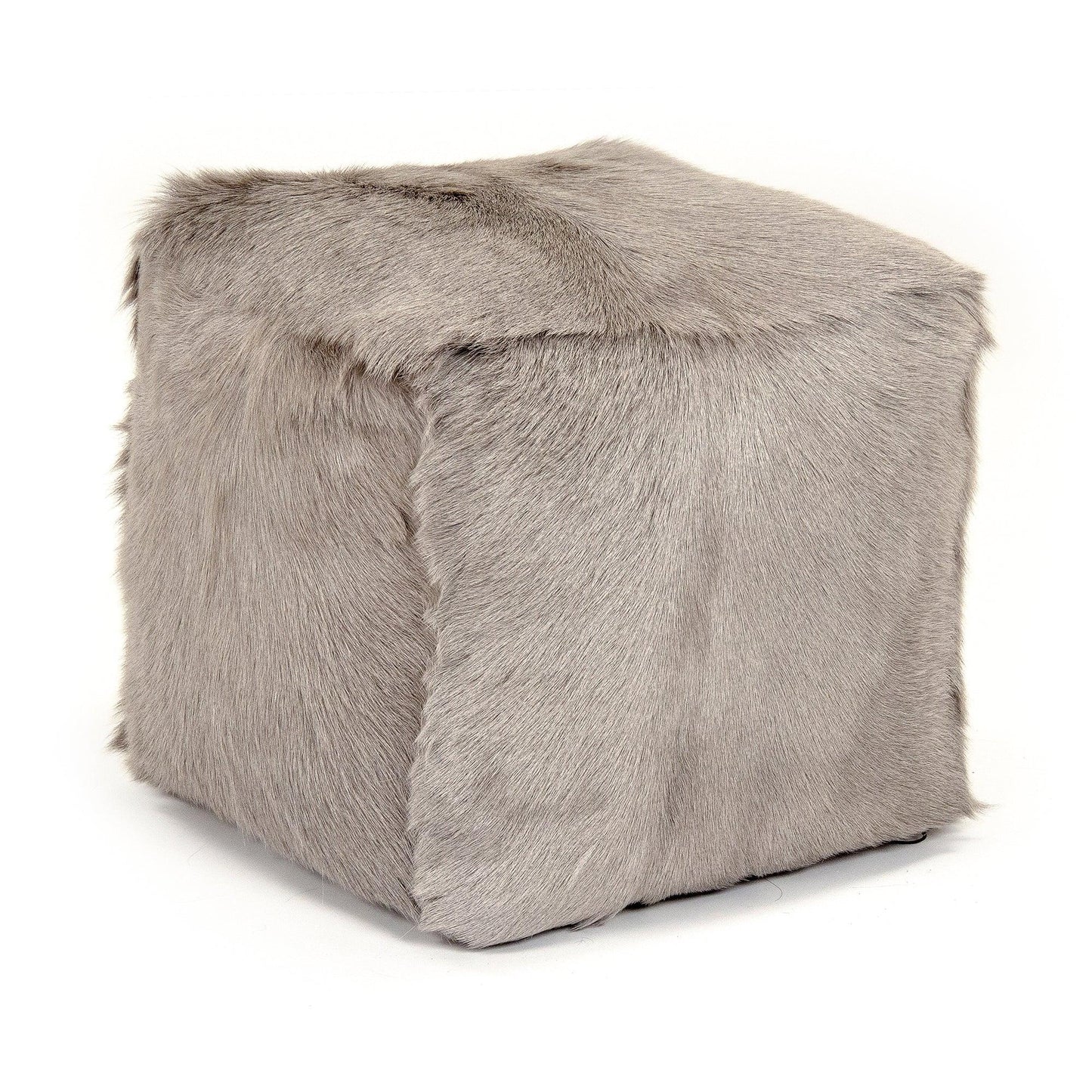 Tibetan Light Grey Goat Fur Pouf ZGFC-light grey FredCo