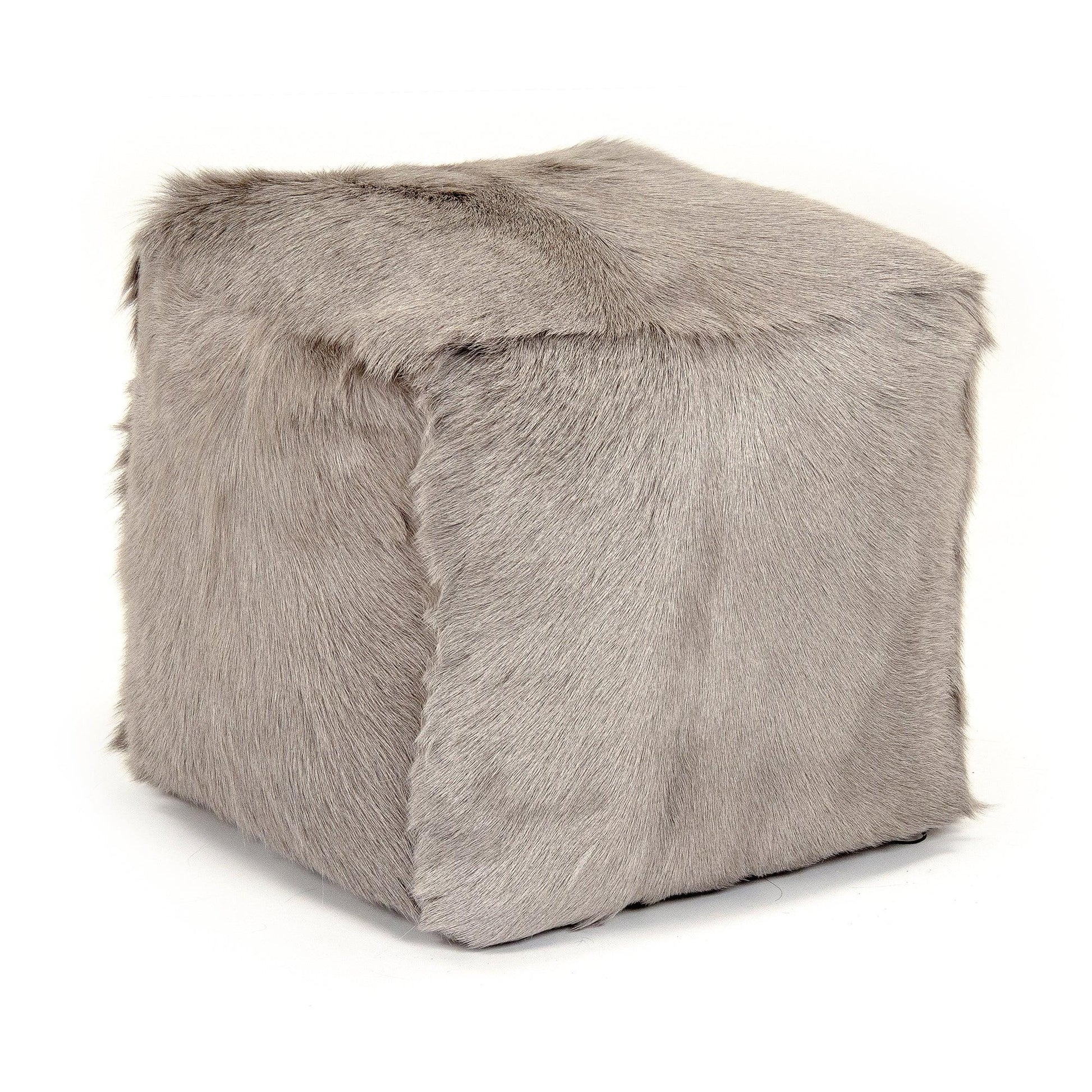Tibetan Light Grey Goat Fur Pouf ZGFC-light grey FredCo