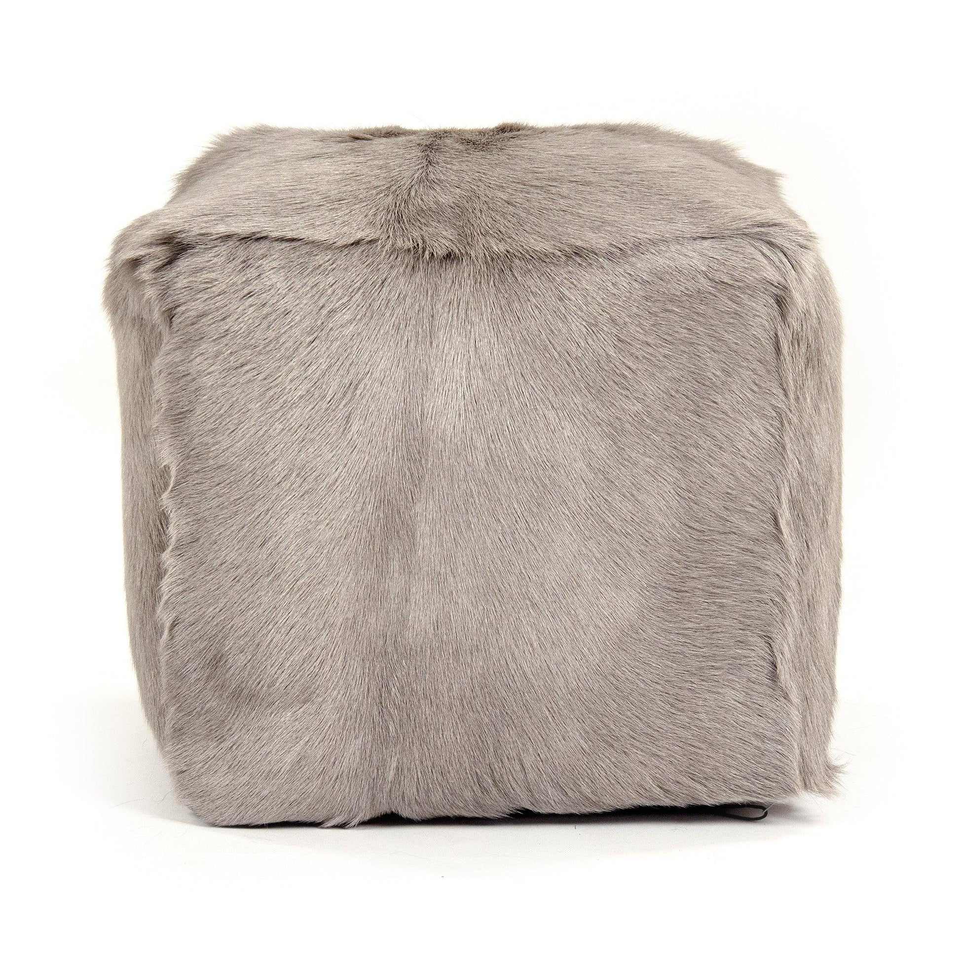 Tibetan Light Grey Goat Fur Pouf ZGFC-light grey FredCo