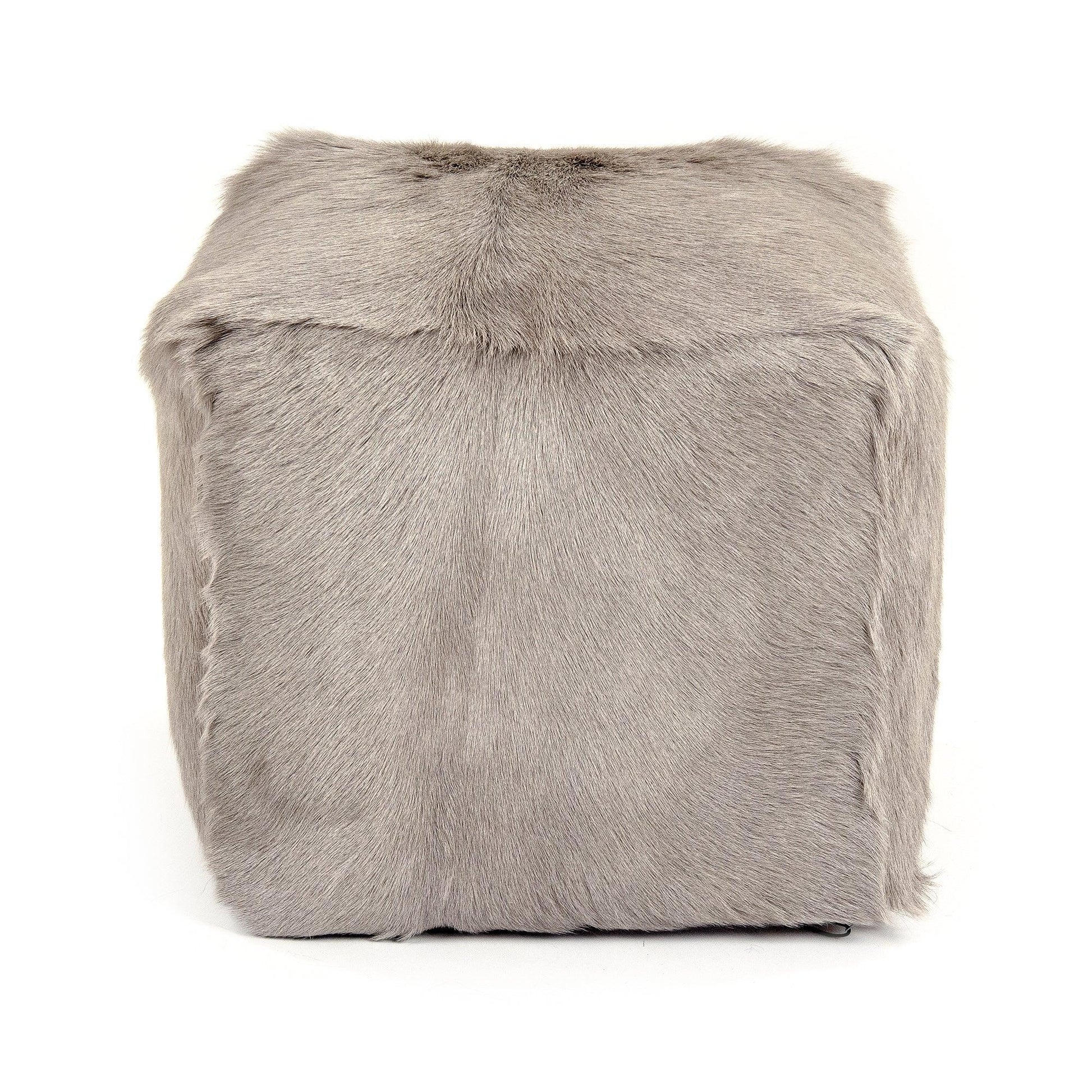 Tibetan Light Grey Goat Fur Pouf ZGFC-light grey FredCo