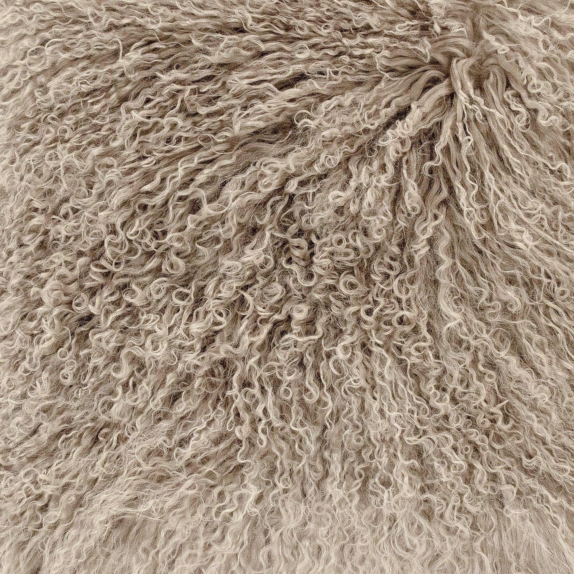 Tibetan Light Grey Lamb Fur Pouf ZTLFP-light grey FredCo