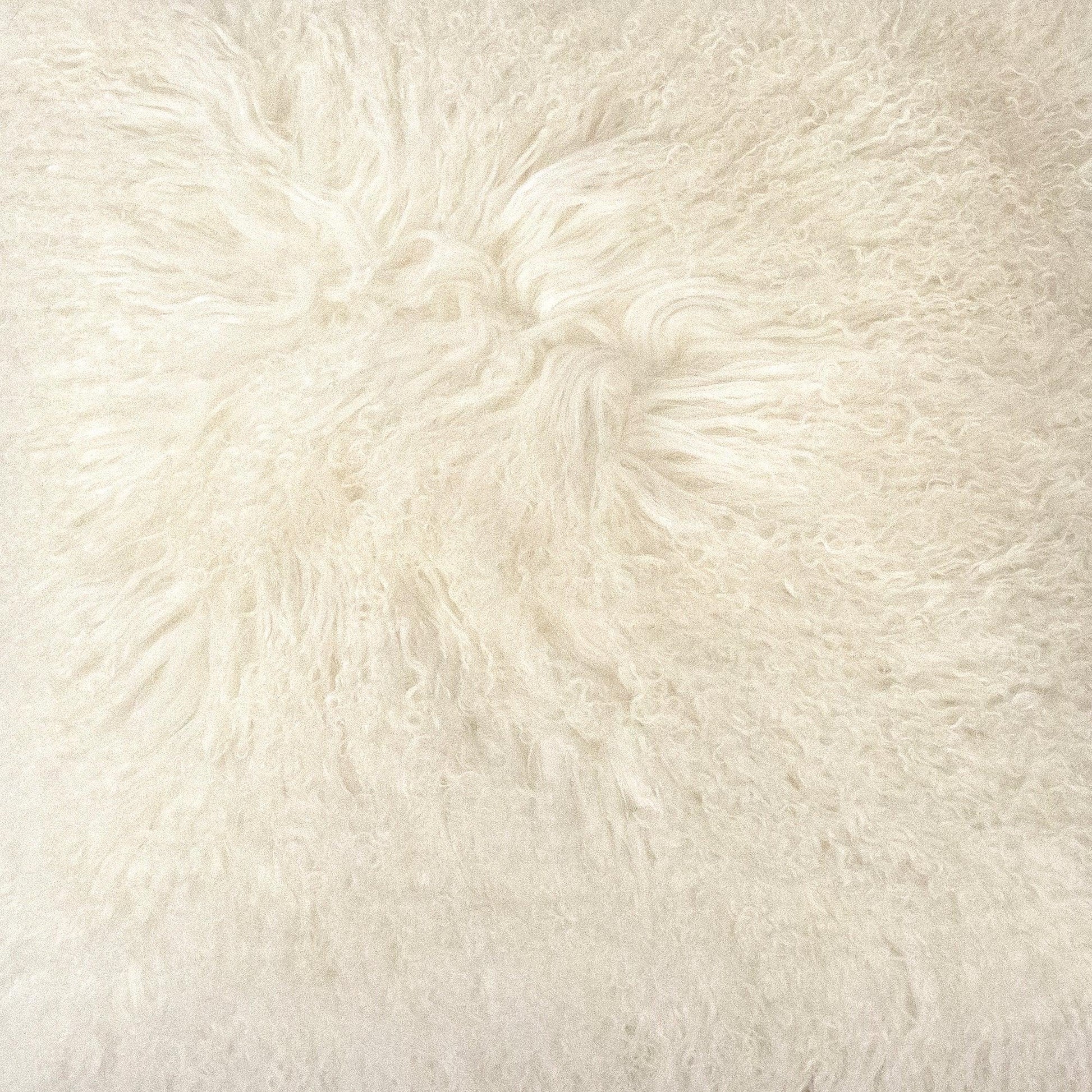 Tibetan White Lamb Fur Pouf ZTLFP-white FredCo