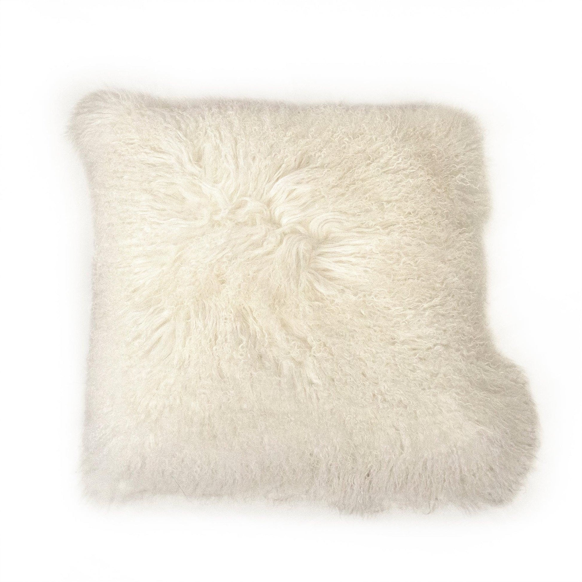 Tibetan White Lamb Fur Pouf ZTLFP-white FredCo
