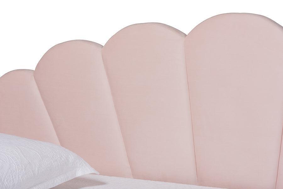 Timila Modern and Contemporary Light Pink Velvet Fabric Upholstered Full Size Daybed with Trundle FredCo