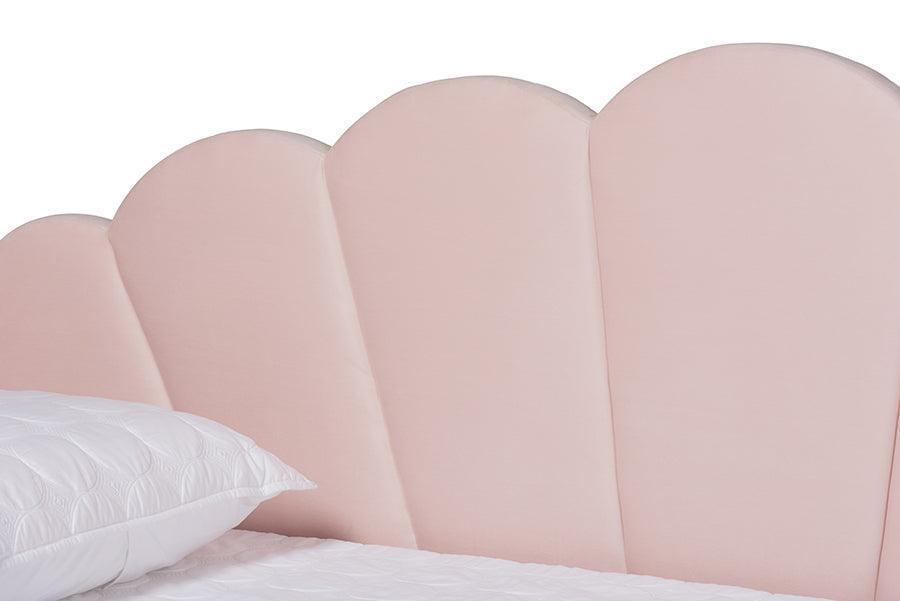 Timila Modern and Contemporary Light Pink Velvet Fabric Upholstered Queen Size Daybed FredCo