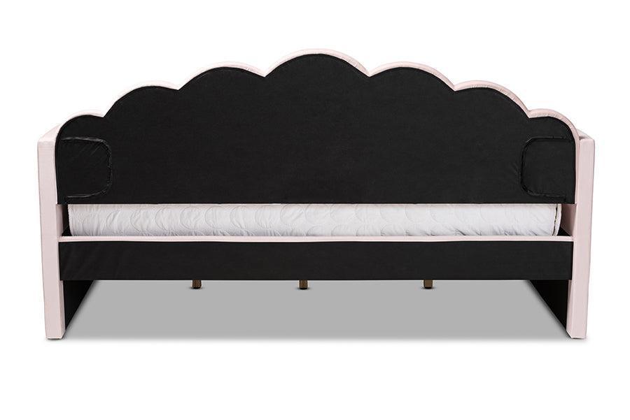 Timila Modern and Contemporary Light Pink Velvet Fabric Upholstered Queen Size Daybed FredCo