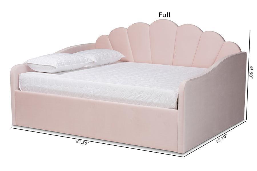 Timila Modern and Contemporary Light Pink Velvet Fabric Upholstered Queen Size Daybed FredCo