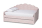 Timila Modern and Contemporary Light Pink Velvet Fabric Upholstered Queen Size Daybed with Trundle FredCo