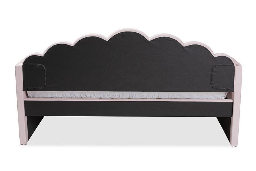 Timila Modern and Contemporary Light Pink Velvet Fabric Upholstered Queen Size Daybed with Trundle FredCo