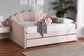Timila Modern and Contemporary Light Pink Velvet Fabric Upholstered Queen Size Daybed with Trundle FredCo