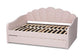 Timila Modern and Contemporary Light Pink Velvet Fabric Upholstered Queen Size Daybed with Trundle FredCo