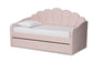 Timila Modern and Contemporary Light Pink Velvet Fabric Upholstered Twin Size Daybed with Trundle FredCo